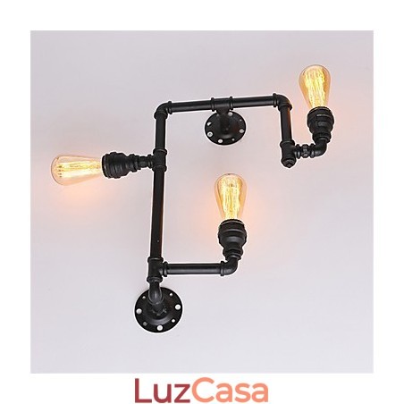 Luminárias de parede vintage industriais de tubo, luzes pretas criativas, iluminação para decoração de restaurante, café, bar, com acabamento pintado de 3 luzes Luminárias de parede vintage industriais de tubo, luzes pretas criativas, iluminação para decoração de restaurante, café, bar, com acabamento pintado de 3 luzes