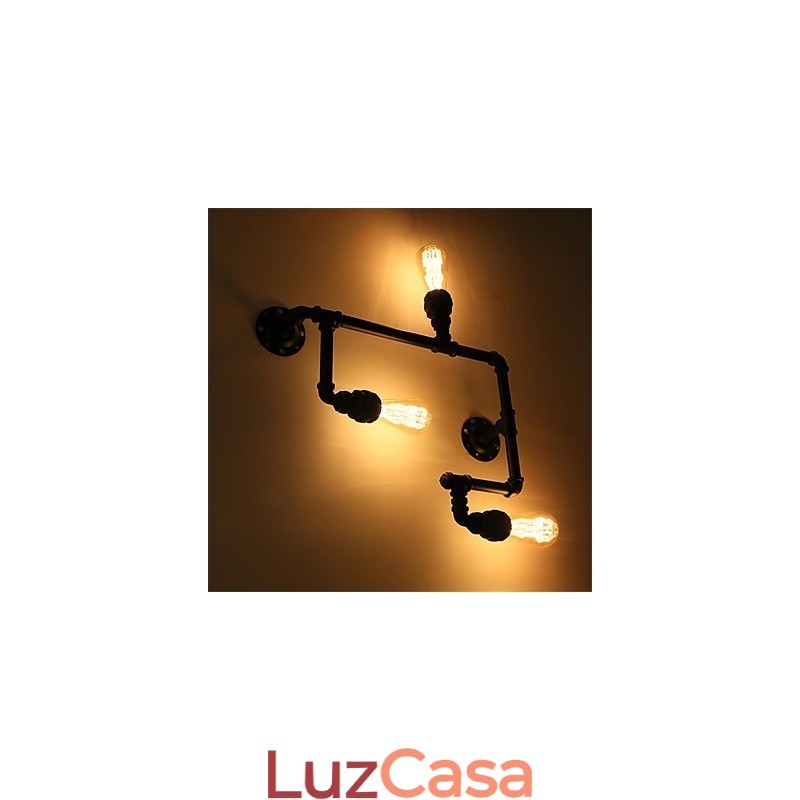 Luminárias de parede vintage industriais de tubo, luzes pretas criativas, iluminação para decoração de restaurante, café, bar, com acabamento pintado de 3 luzes