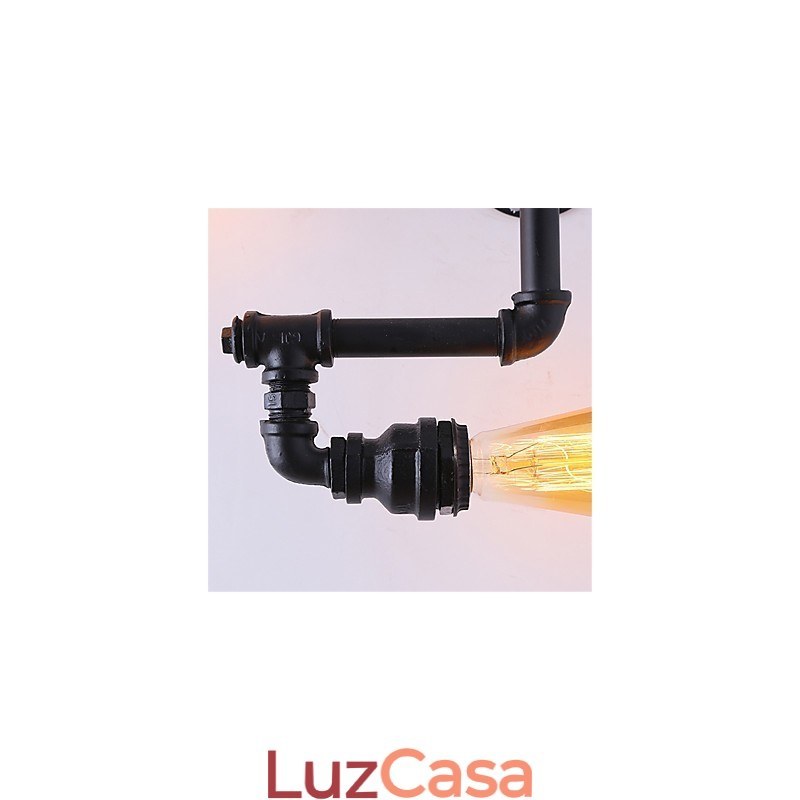 Luminárias de parede vintage industriais de tubo, luzes pretas criativas, iluminação para decoração de restaurante, café, bar, com acabamento pintado de 3 luzes