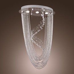 Lustre moderno contemporâneo de cristal cromado com montagem embutida