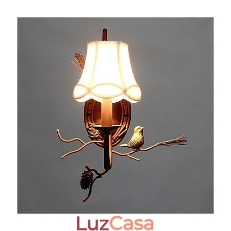 Luminária de parede vintage de metal com pássaro de resina e pinha da América do Norte, adequada para sala de estar, sala de jantar, luminária de parede Luminária de parede vintage de metal com pássaro de resina e pinha da América do Norte, adequada para sala de estar, sala de jantar, luminária de parede