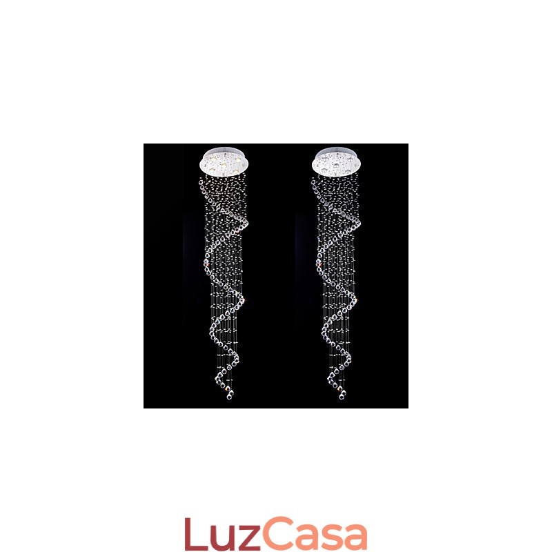 Lustre de cristal pendente, iluminação, 5 luzes, prata, canpoy, transparente, k9, cristal, hélice, teto, lâmpadas