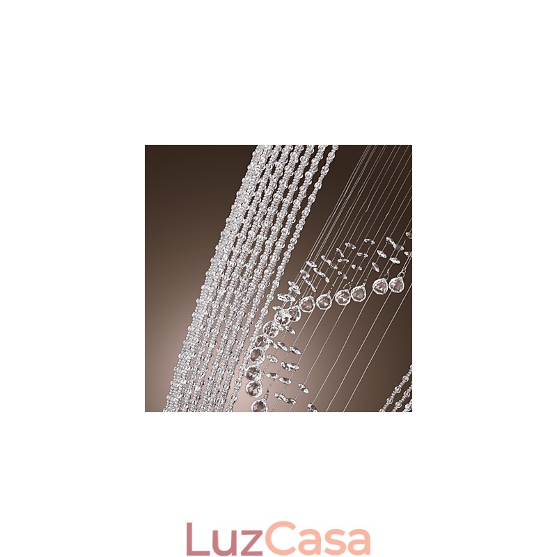 Lustre moderno contemporâneo de cristal cromado com montagem embutida