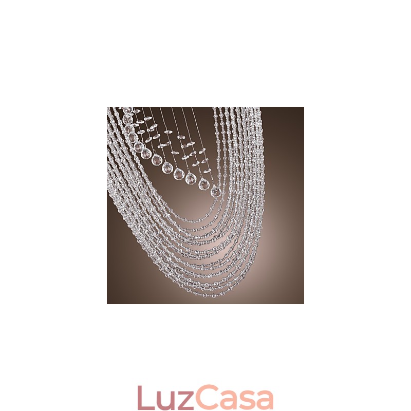 Lustre moderno contemporâneo de cristal cromado com montagem embutida