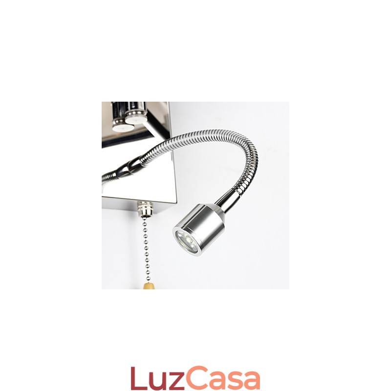 Luminária de parede para quarto, luminária de leitura, luminária de tecido, moderna, contemporânea, estilo country, cromada, com recurso para braço oscilante de cristal