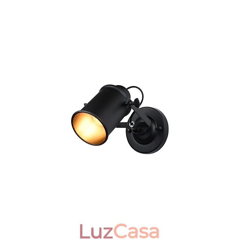 Luminária de parede de aço pintado, decoração de café americano preto e branco, luminária de parede retrô, lâmpada de sabre de luz na parede