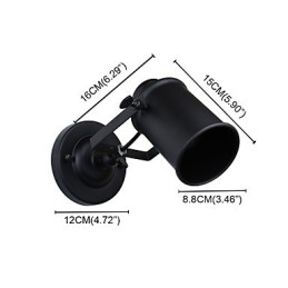 Luminária de parede de aço pintado, decoração de café americano preto e branco, luminária de parede retrô, lâmpada de sabre de luz na parede