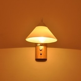 Luminária de parede simples, abajur de mesa de cabeceira com cúpula de vidro e madeira maciça para quarto, cômoda, sala de estar, quarto de bebê, dormitório universitário, mesa de centro, estantes de livros