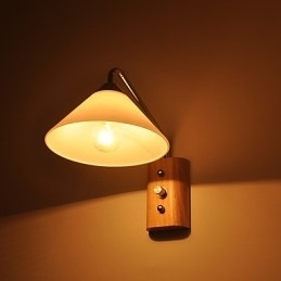 Luminária de parede simples, abajur de mesa de cabeceira com cúpula de vidro e madeira maciça para quarto, cômoda, sala de estar, quarto de bebê, dormitório universitário, mesa de centro, estantes de livros