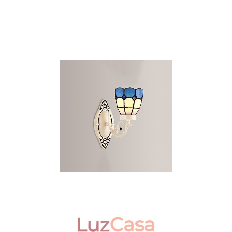 Pintura rústica de chalé para arandelas de parede com luz ambiente