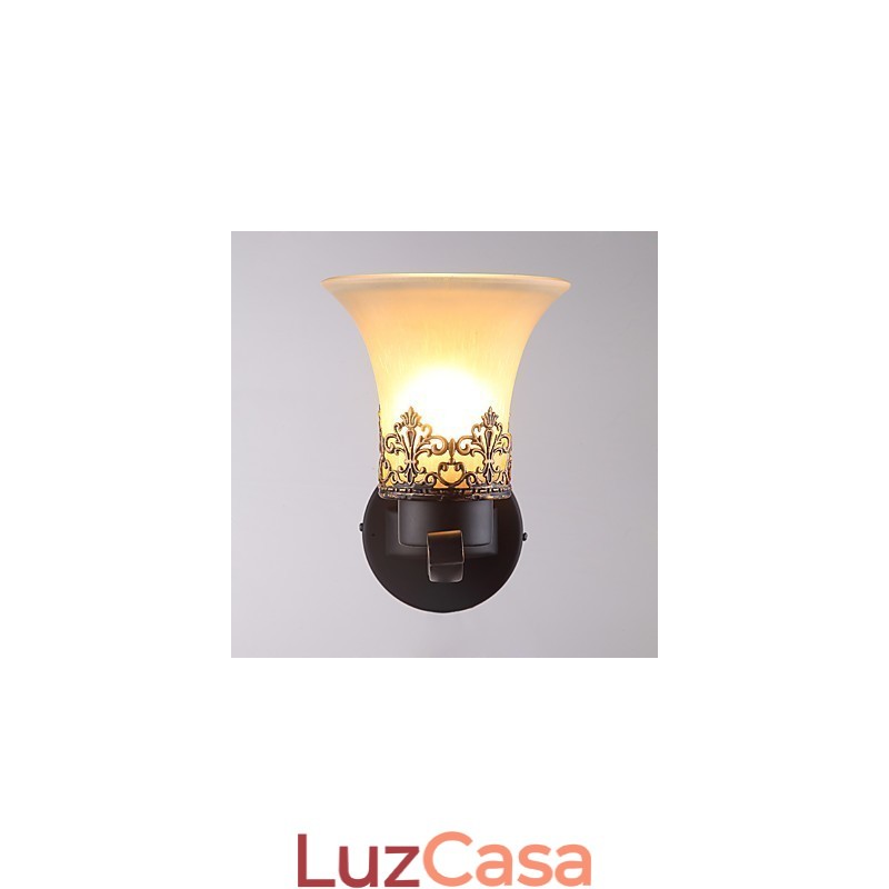 Luminária de parede vintage americana de metal com vidro para sala de jantar, sala de estar, hall de entrada, decoração de parede