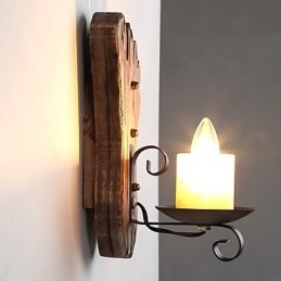 Luminária de parede de pintura de metal de madeira vintage retrô industrial de cabeça única para decoração de corredor de hotel em casa