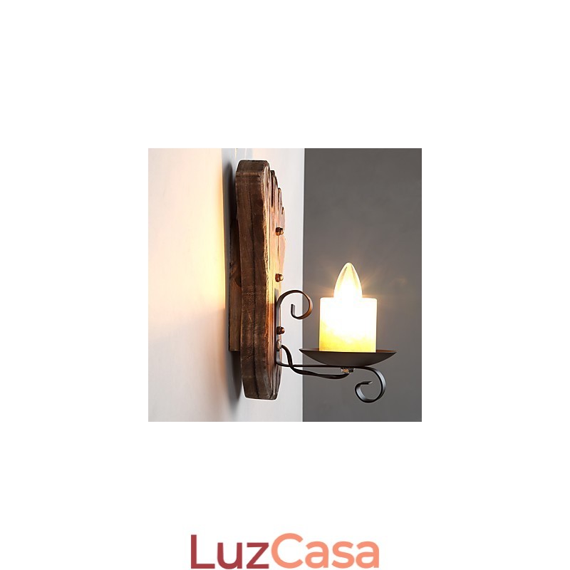 Luminária de parede de pintura de metal de madeira vintage retrô industrial de cabeça única para decoração de corredor de hotel em casa
