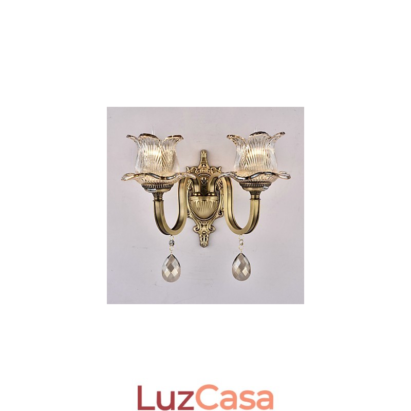 Luminária de parede estilo mini uplight com recurso de latão rústico Lodge