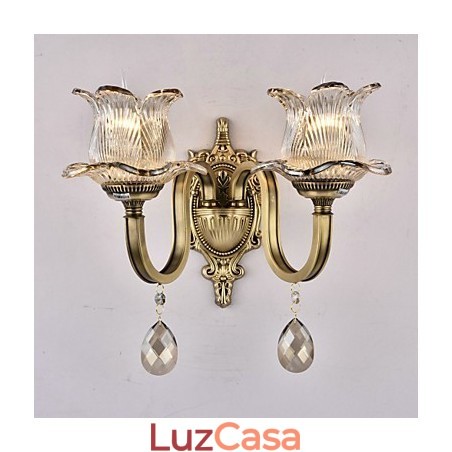 Luminária de parede estilo mini uplight com recurso de latão rústico Lodge