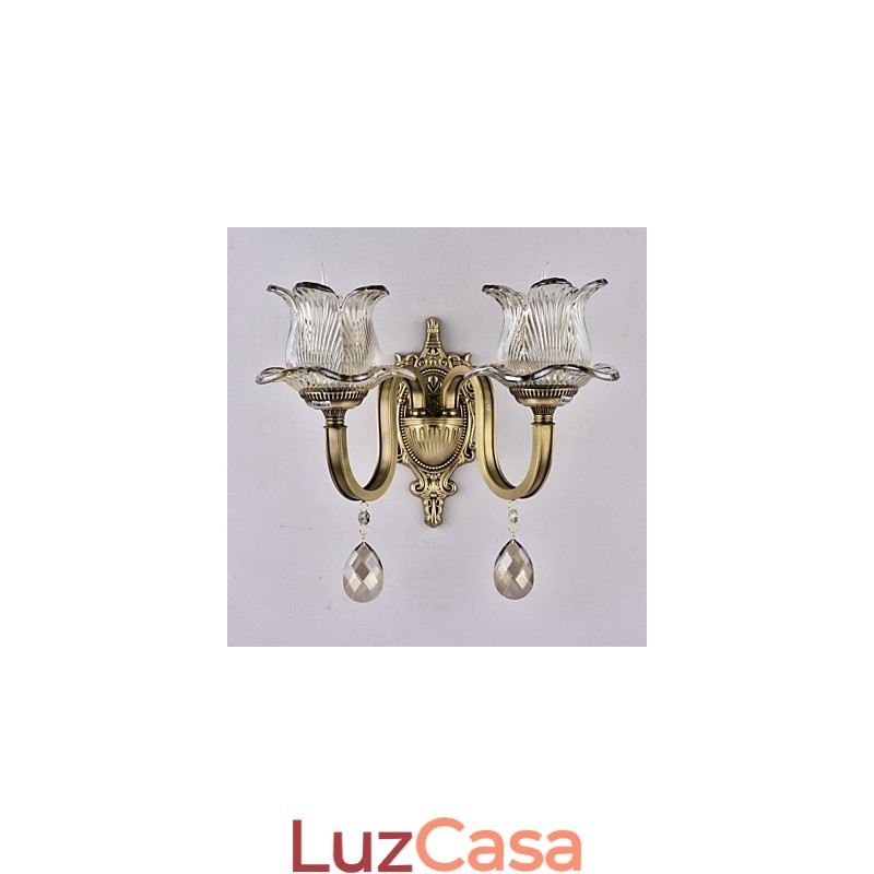 Luminária de parede estilo mini uplight com recurso de latão rústico Lodge