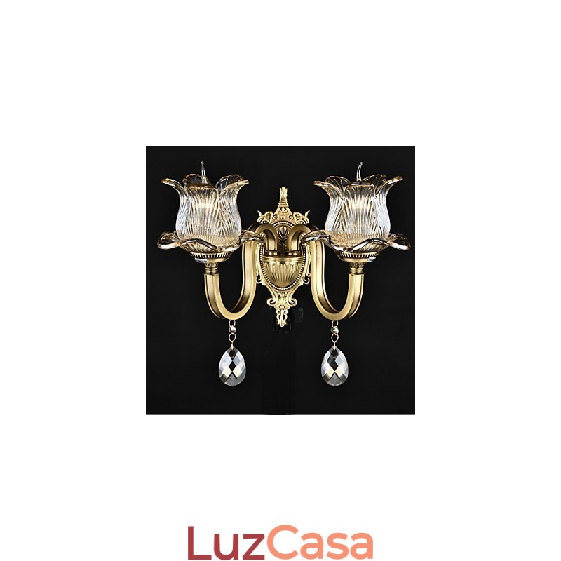 Luminária de parede estilo mini uplight com recurso de latão rústico Lodge