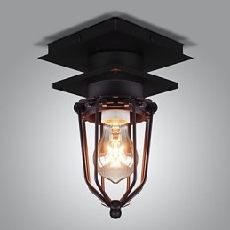 Luminária de parede retrô forjada, lâmpada de teto de cabeça única, antiga, estilo loft, americana, ferro, vintage, gaiolas pequenas