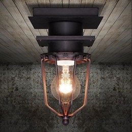Luminária de parede retrô forjada, lâmpada de teto de cabeça única, antiga, estilo loft, americana, ferro, vintage, gaiolas pequenas
