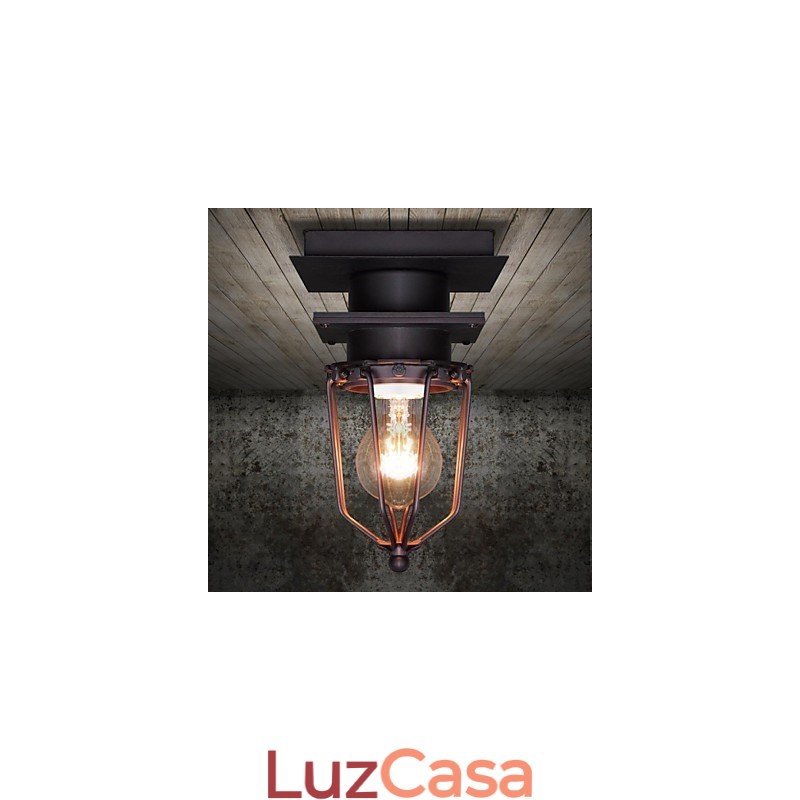 Luminária de parede retrô forjada, lâmpada de teto de cabeça única, antiga, estilo loft, americana, ferro, vintage, gaiolas pequenas