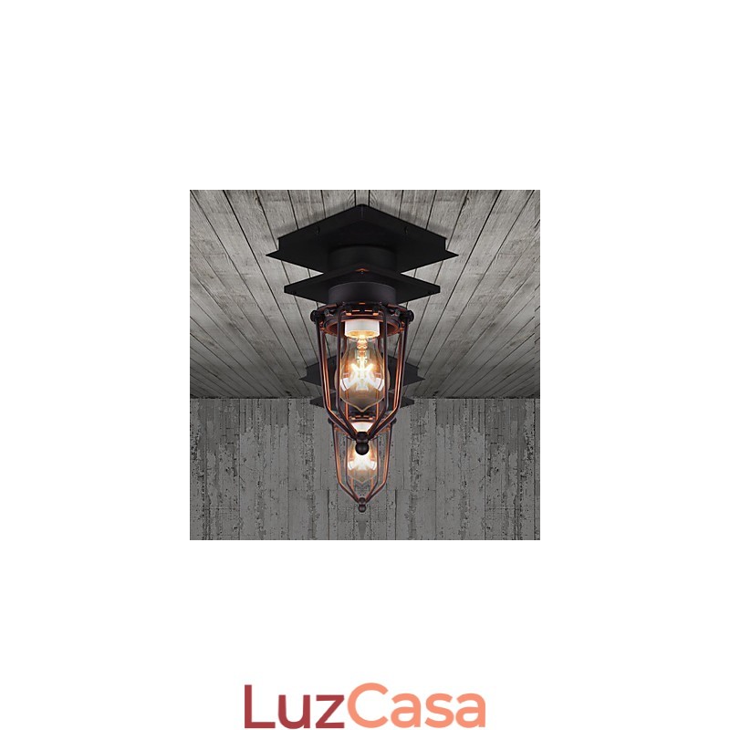 Luminária de parede retrô forjada, lâmpada de teto de cabeça única, antiga, estilo loft, americana, ferro, vintage, gaiolas pequenas