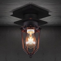 Luminária de parede retrô forjada, lâmpada de teto de cabeça única, antiga, estilo loft, americana, ferro, vintage, gaiolas pequenas