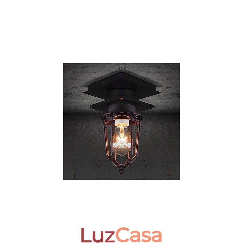 Luminária de parede retrô forjada, lâmpada de teto de cabeça única, antiga, estilo loft, americana, ferro, vintage, gaiolas pequenas