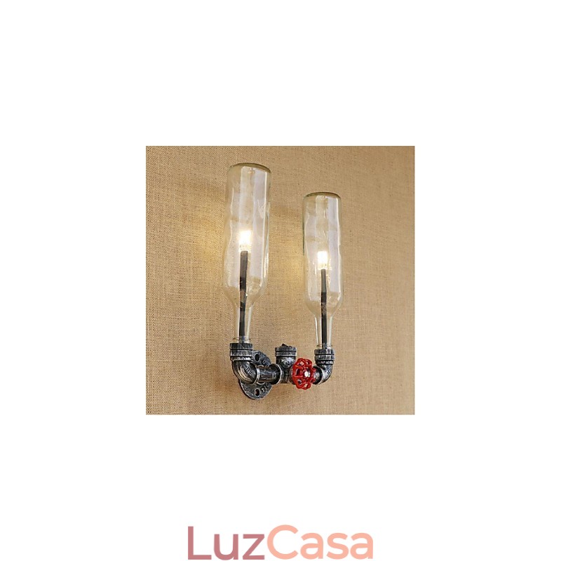 Interruptor de vento industrial retrô Garrafa de água Lâmpada de parede Luz de parede