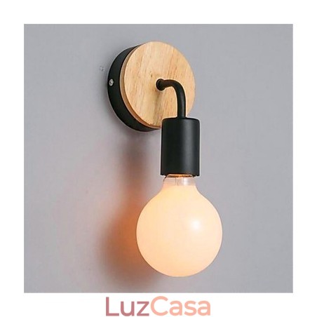 Luminária de parede de ferro moderna, minimalista, criativa, de madeira, para corredor, varanda, quarto, cabeceira Luminária de parede de ferro moderna, minimalista, criativa, de madeira, para corredor, varanda, quarto, cabeceira