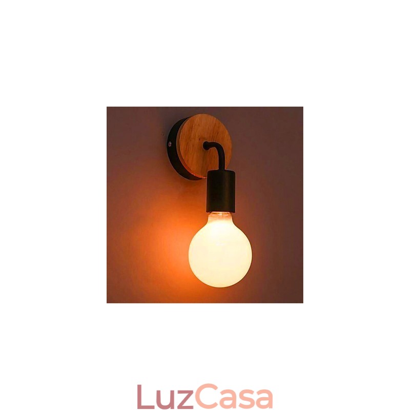 Luminária de parede de ferro moderna, minimalista, criativa, de madeira, para corredor, varanda, quarto, cabeceira