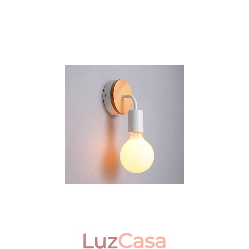 Luminária de parede de ferro moderna, minimalista, criativa, de madeira, para corredor, varanda, quarto, cabeceira