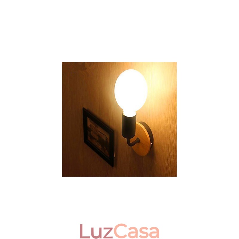 Luminária de parede de ferro moderna, minimalista, criativa, de madeira, para corredor, varanda, quarto, cabeceira