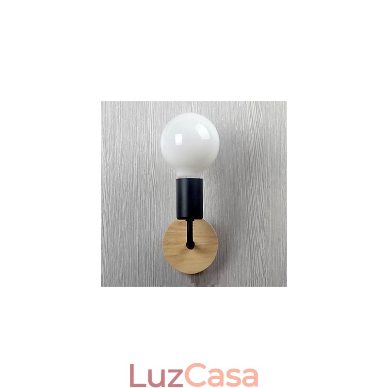 Luminária de parede de ferro moderna, minimalista, criativa, de madeira, para corredor, varanda, quarto, cabeceira