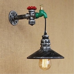 Pintura rústica de chalé para arandelas de parede com luz ambiente