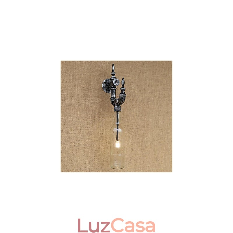 Luminária de parede rústica Lodge Silver Feature para luz ambiente