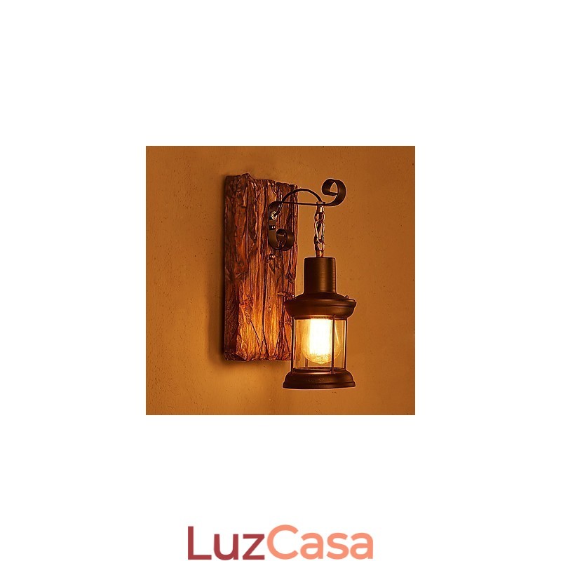 Luminária de parede de pintura de metal de madeira vintage retrô industrial de cabeça única para decoração de corredor de hotel em casa