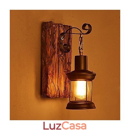Luminária de parede de pintura de metal de madeira vintage retrô industrial de cabeça única para decoração de corredor de hotel em casa Luminária de parede de pintura de metal de madeira vintage retrô industrial de cabeça única para decoração de corredor de hotel em casa