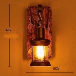 Luminária de parede de pintura de metal de madeira vintage retrô industrial de cabeça única para decoração de corredor de hotel em casa