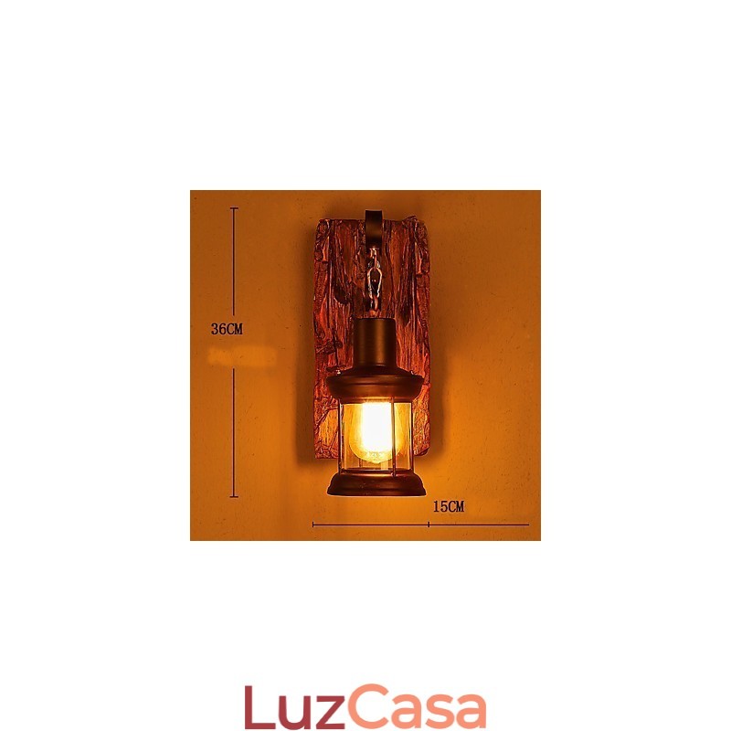 Luminária de parede de pintura de metal de madeira vintage retrô industrial de cabeça única para decoração de corredor de hotel em casa