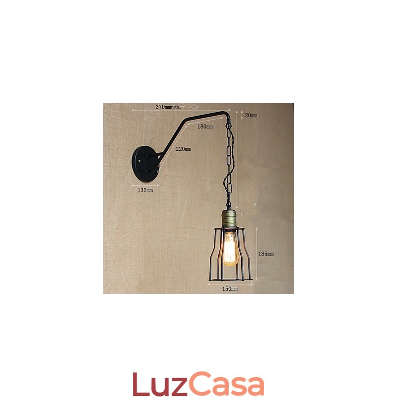 Luminária de parede de ferro para corredores de cadeias de cafés e restaurantes