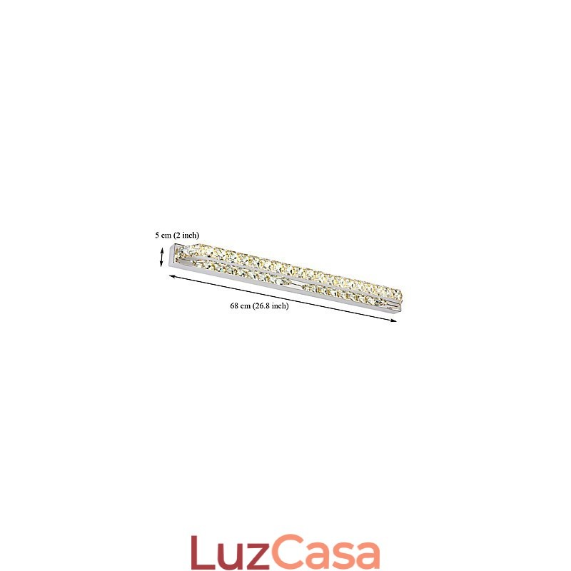 Lâmpada de espelho longa de alta qualidade, luzes de banheiro, metal e cristal, luz de parede
