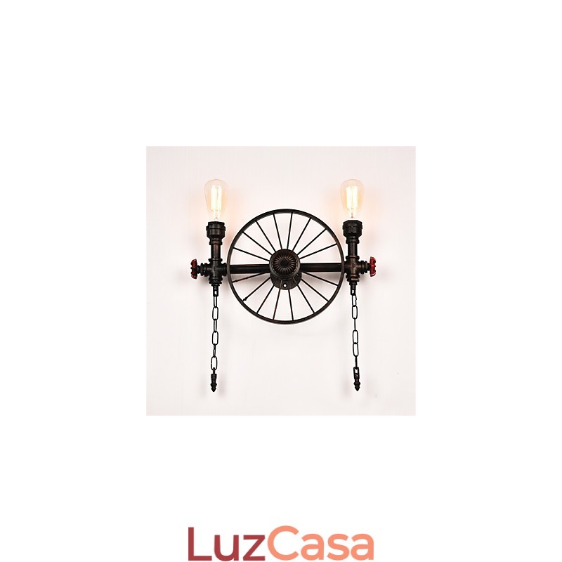Luminárias de parede de tubo industrial vintage, luzes criativas, restaurante, café, bar, decoração, iluminação com 2 luzes, acabamento pintado