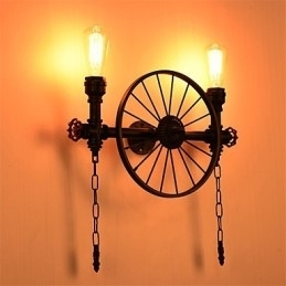 Luminárias de parede de tubo industrial vintage, luzes criativas, restaurante, café, bar, decoração, iluminação com 2 luzes, acabamento pintado