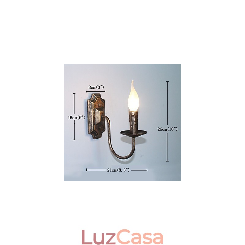 Luminária de parede antiga em forma de vela, luminária de varanda simples para corredor, luminária de parede