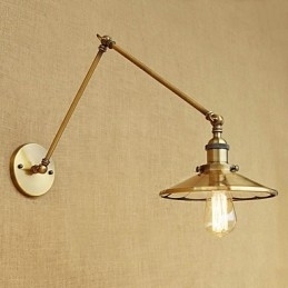 Lodge rústico Country Retro galvanizado com recurso para luz ambiente de braço oscilante estilo mini