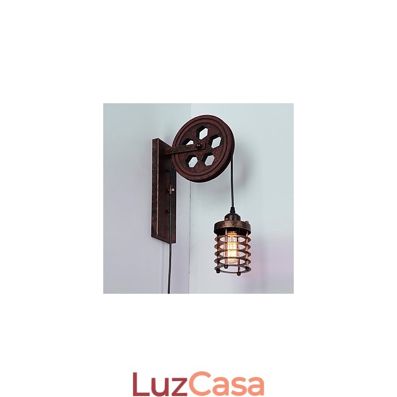 Luminária de parede de ferro retrô industrial personalidade criativa luminária de parede com polia elevatória