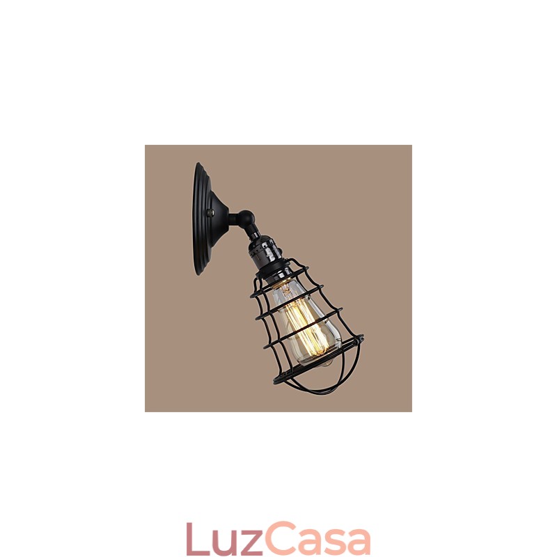 Com interruptor Vintage 1 Luz Industrial Preto Metal Gaiola Loft Luminária de Parede Sala de Estar Sala de Jantar Corredor Café Bares Bar Arandela de Parede
