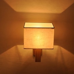 Luminária de parede simples, abajur de mesa de cabeceira com abajur de tecido e madeira maciça para quarto, cômoda, sala de estar, quarto de bebê