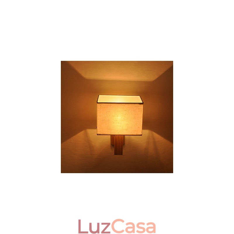 Luminária de parede simples, abajur de mesa de cabeceira com abajur de tecido e madeira maciça para quarto, cômoda, sala de estar, quarto de bebê