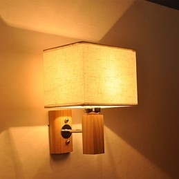 Luminária de parede simples, abajur de mesa de cabeceira com abajur de tecido e madeira maciça para quarto, cômoda, sala de estar, quarto de bebê